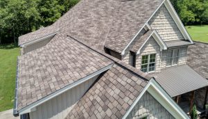 Close view of beautiful shingles on a house